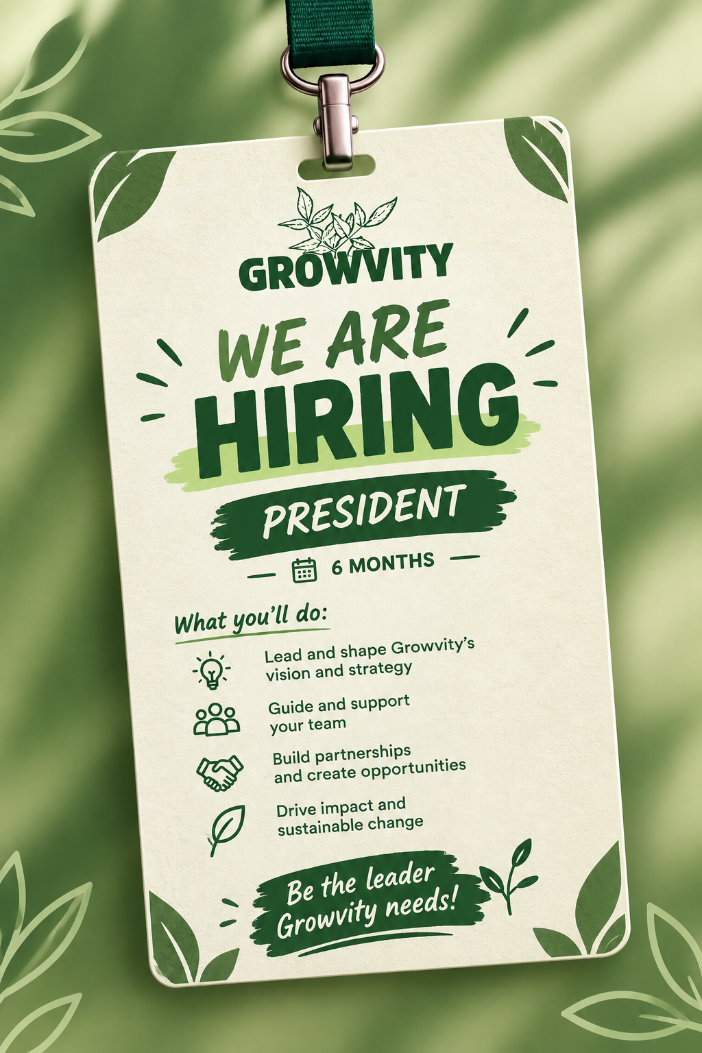 رئيس/ة مبادرة Growvity – فرصة قيادية لمدة 6 أشهر
