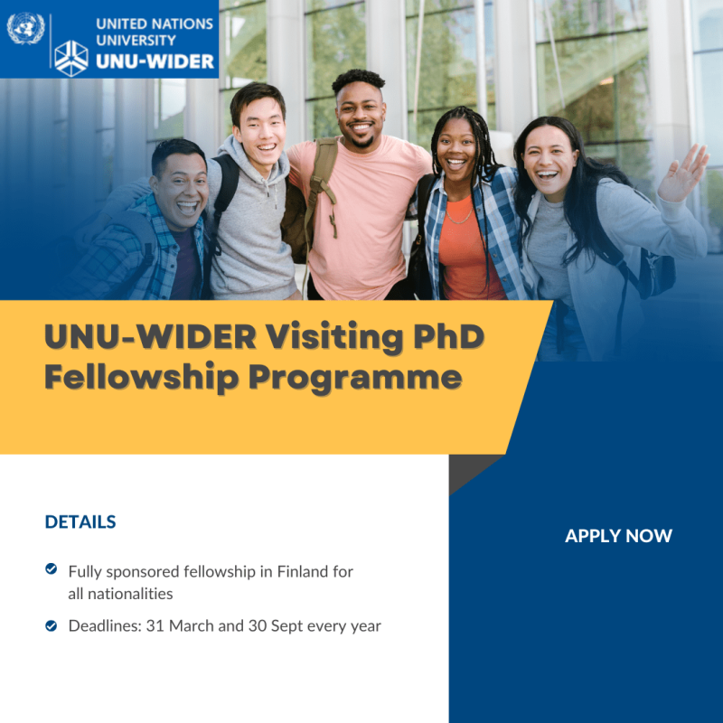 برنامج الباحثين الزائرين في معهد الأمم المتحدة لبحوث التنمية الاقتصادية والاجتماعية (UNU-WIDER) لعام 2025